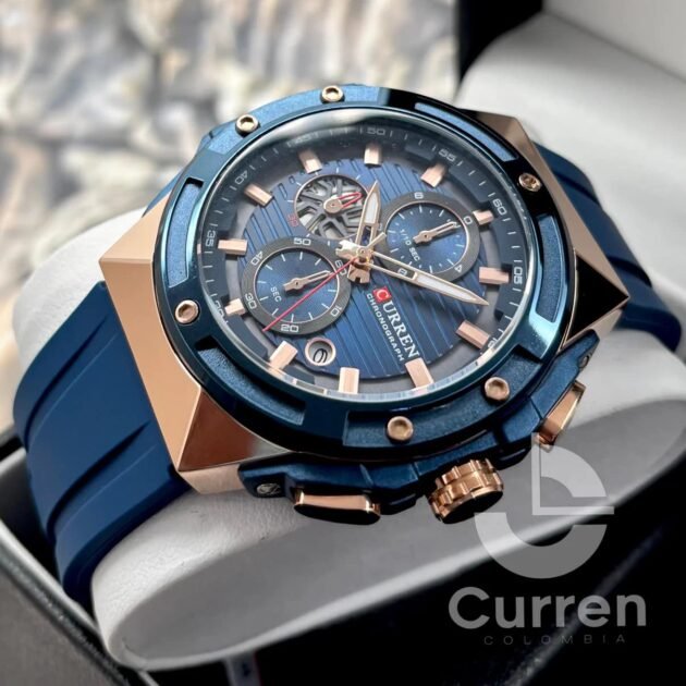 ساعة رجالية Curren 8462 براصلي سيليكون زرقاء بلكامل