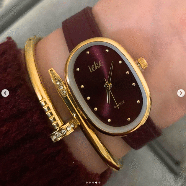 ساعة نسائية IEKE Burgundy 008 براصلي جلد