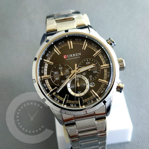 ساعة رجالية Curren 8355 براصلي فضي خلفية سوداء