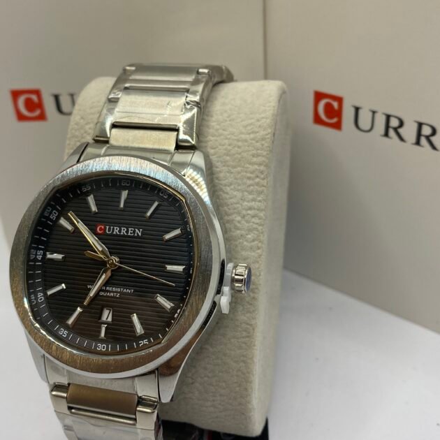 ساعة رجالية Curren 8474 براصلي فضي خلفية سوداء