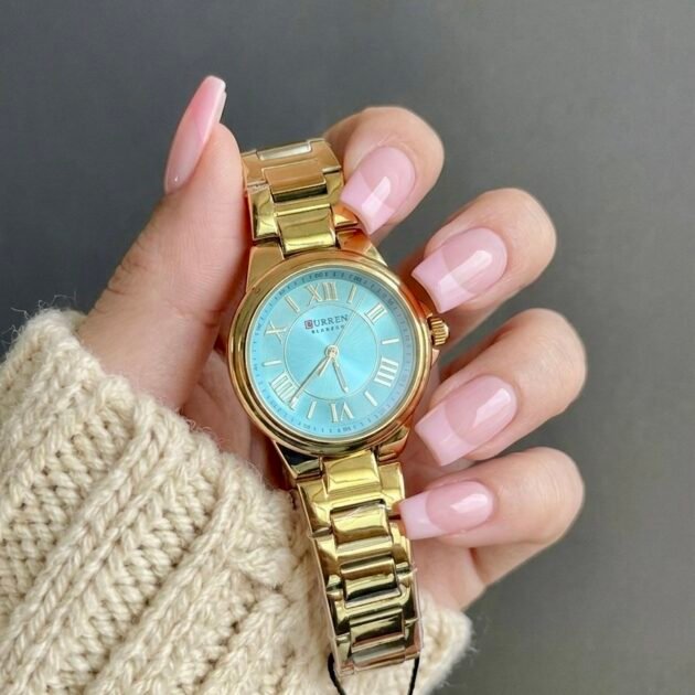 Curren 9091 براصلي ذهبي خلفية ازرق فيروزي