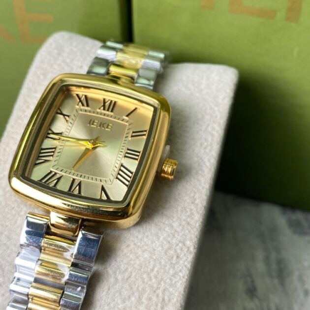 ساعة نسائية IEKE 88253 براصلي ذهبي فضي بخلفية ذهبية