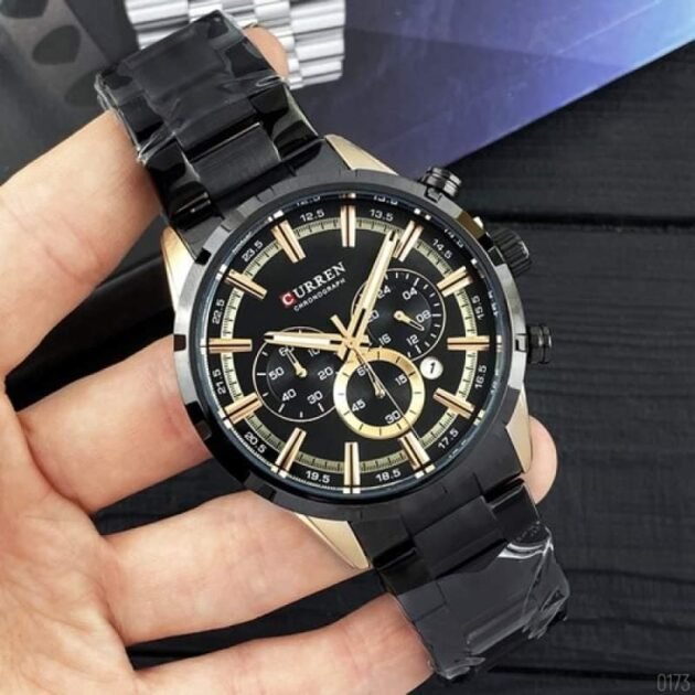ساعة رجالية Curren 8355 براصلي اسود خلفية سوداء