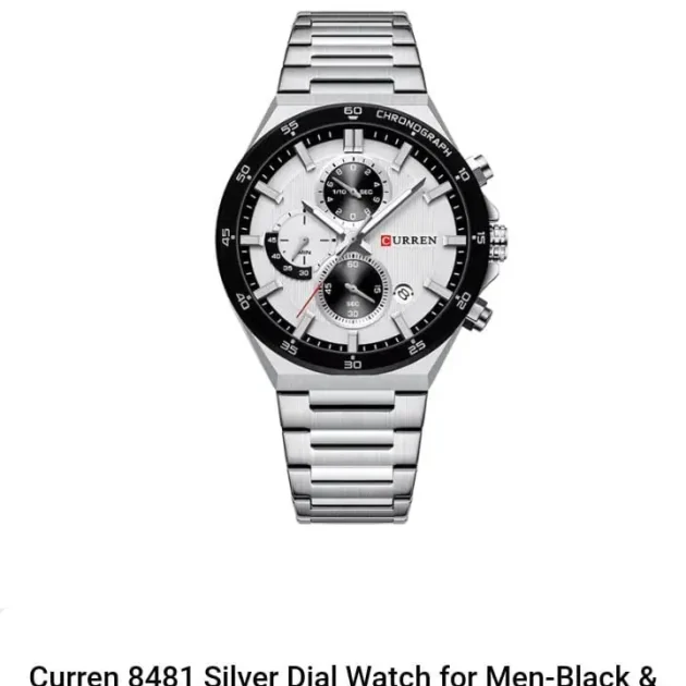 ساعة رجالية Curren 8481 براصلي فضي خلفية بيضاء