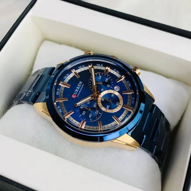 ساعة رجالية Curren 8355 براصلي ازرق خلفية زرقاء