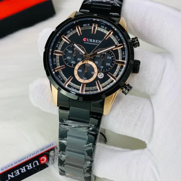 ساعة رجالية Curren 8355 براصلي اسود خلفية سوداء
